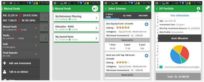 See how the markets and your investments are performing, choose between different portfolios under your account, select mutual fund schemes for investment and set up SIP portfolios – the FundsIndia app allows you to do all this and more.