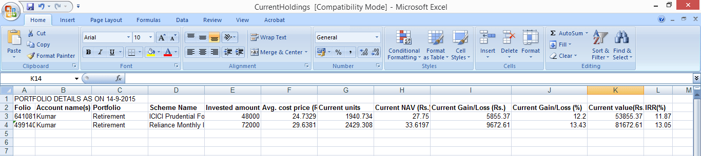 Holdings Report