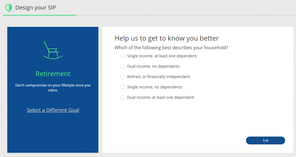 An image of the questions Money Mitr asks before designing a personliased portfolio of India's top mutual funds